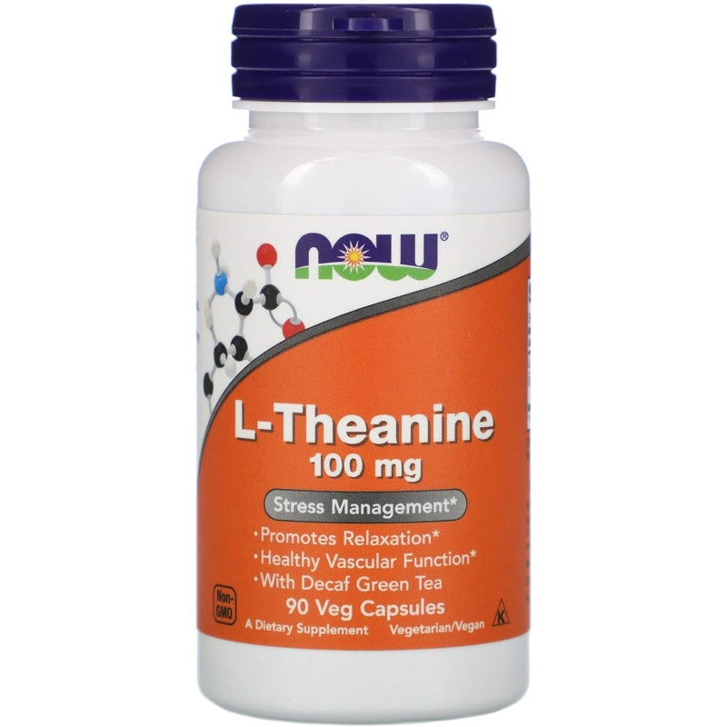 NOW FOODS L-Theanine 100mg, 90 Veg Kapsler