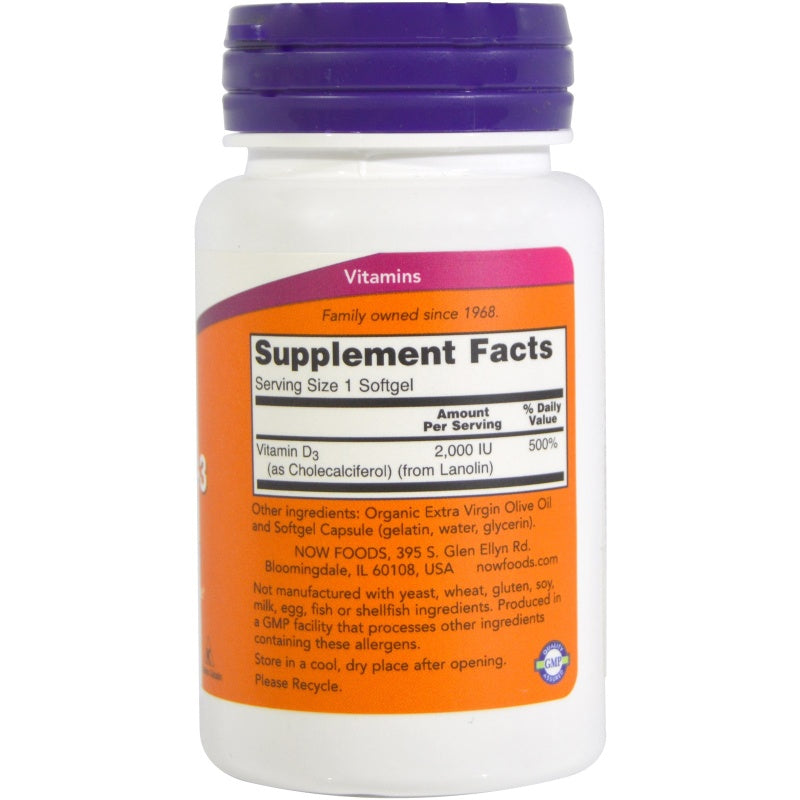 NOW FOODS Vitamin D3 2000iu 120 Softgels
