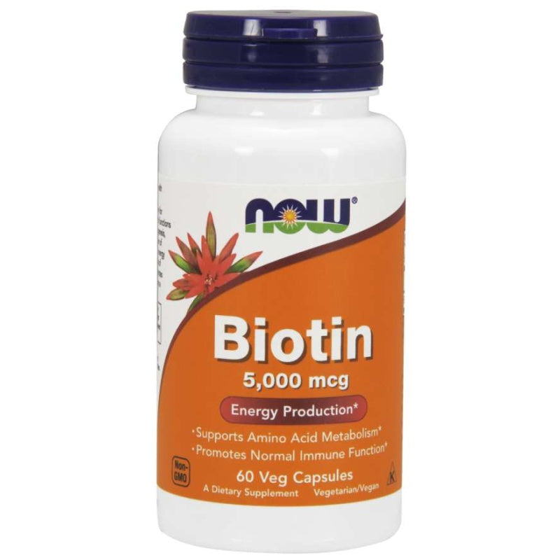NOW FOODS Biotin, 5000mcg x 60 kapsler