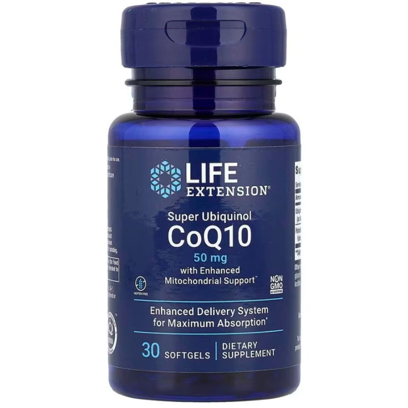 LIFE EXTENSION Super Ubiquinol CoQ10 med forbedret mitokondriestøtte 50 mg - 30 softgels