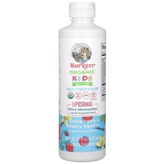Mary Ruth's Organic Kids Multivitamin Liposomal (4-13 år) 450 ml Jordbær Kirsebær Vanilje