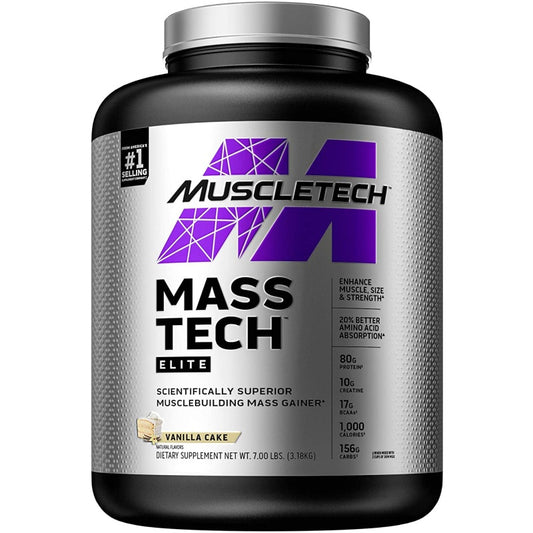 MUSCLETECH Mass Tech ELITE 7 lbs/3.18kg Vanilla Cake Bäst före 04/2026