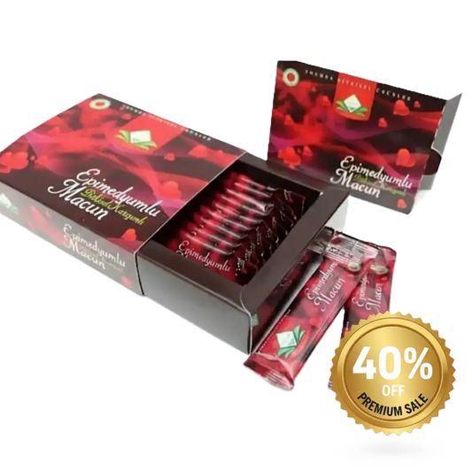 Epimedyumlu Macun honungspåsar i röd förpackning, 40% rabattmärke