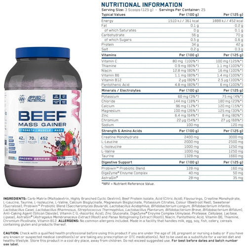 Applied Nutrition Beef Mass Gainer 3130g/25 servings Tropical Vibes