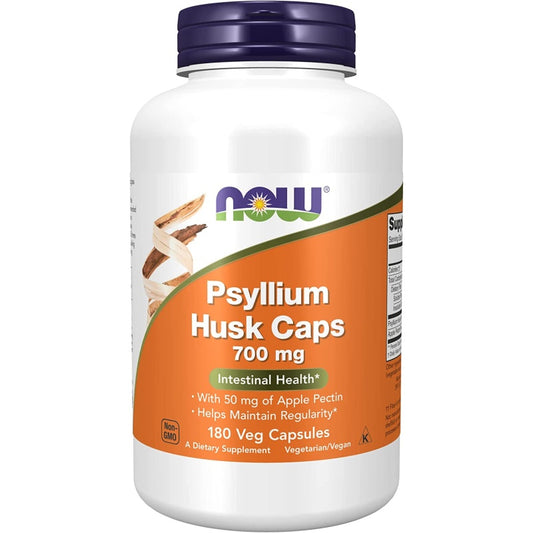 NOW FOODS Psyllium Husk med æblepektin 700 mg - 180 vegetabilske kapsler