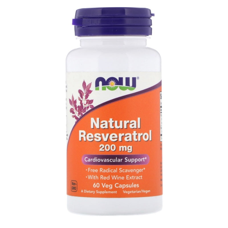NOW FOODS Natural Resveratrol with Red Wine Extract 200mg - 60 vcaps