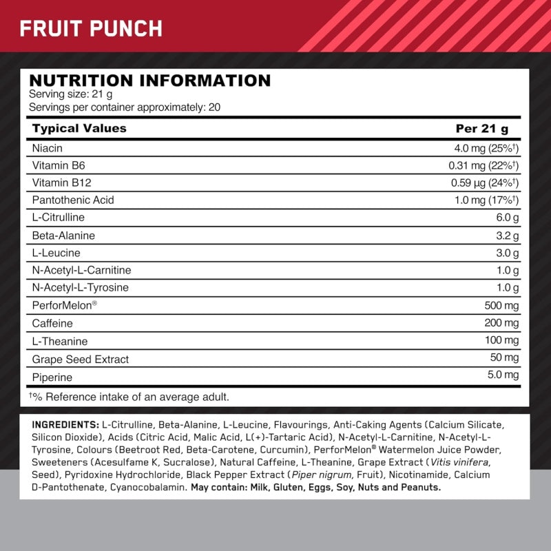 ON Platinum Pre Workout 420g Fruit Punch BB 05/2026