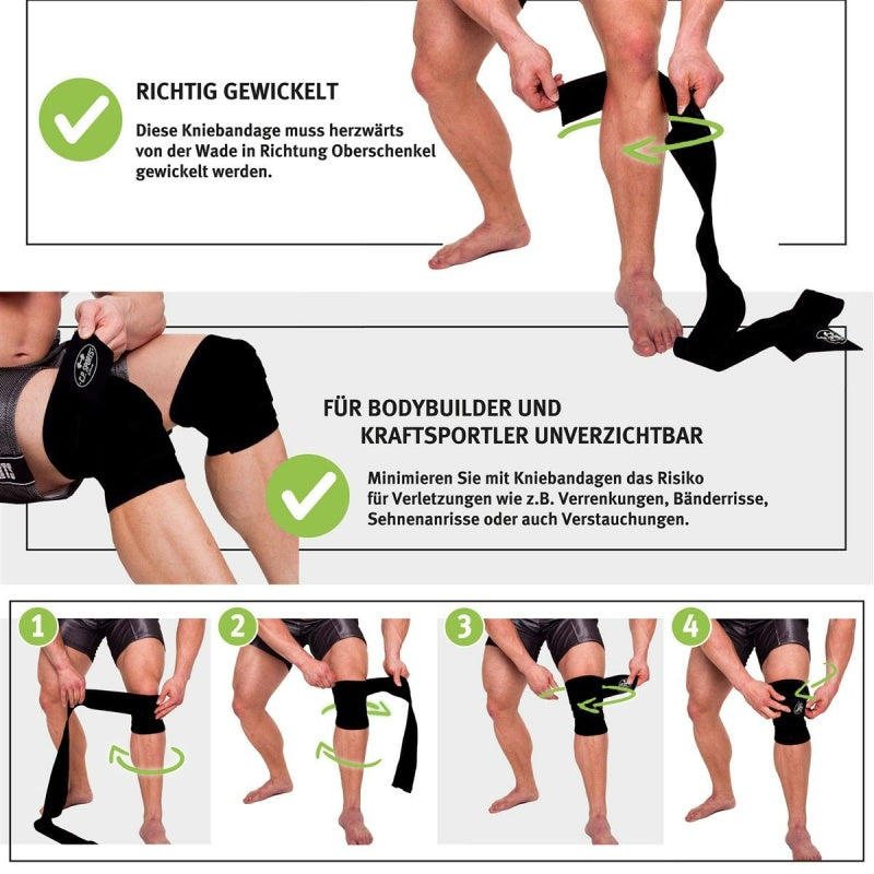 CP SPORTS Powerlifting knee supports 200cm (T25) Black
