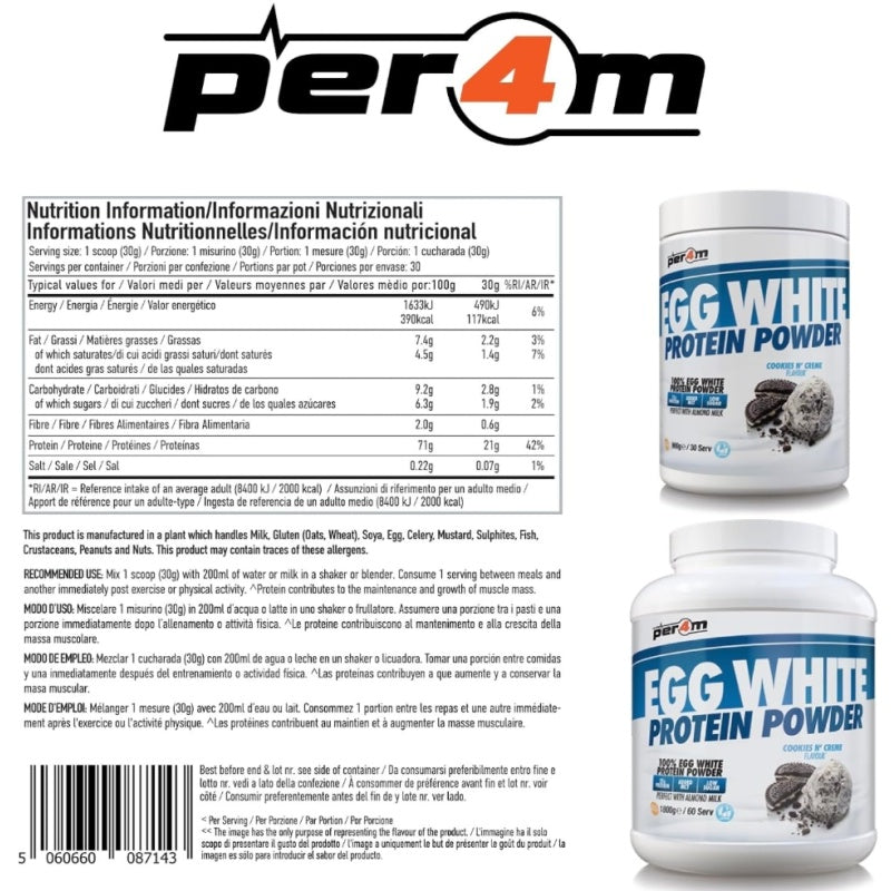 PER4M Egg White Protein 900g Dobbelt Chokolade