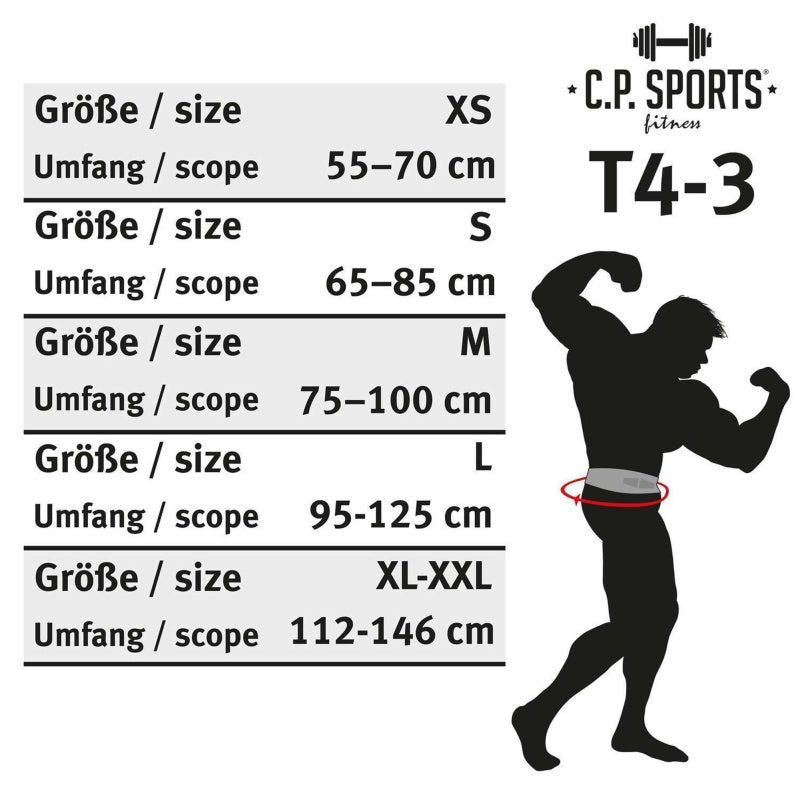 CP SPORTS Leather Weight Lifting Belt (Black) T4-3 M