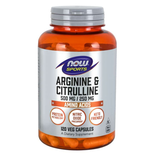 NOW FOODS Arginine 500mg & Citrulline 250mg - 120 Veg. Capsules