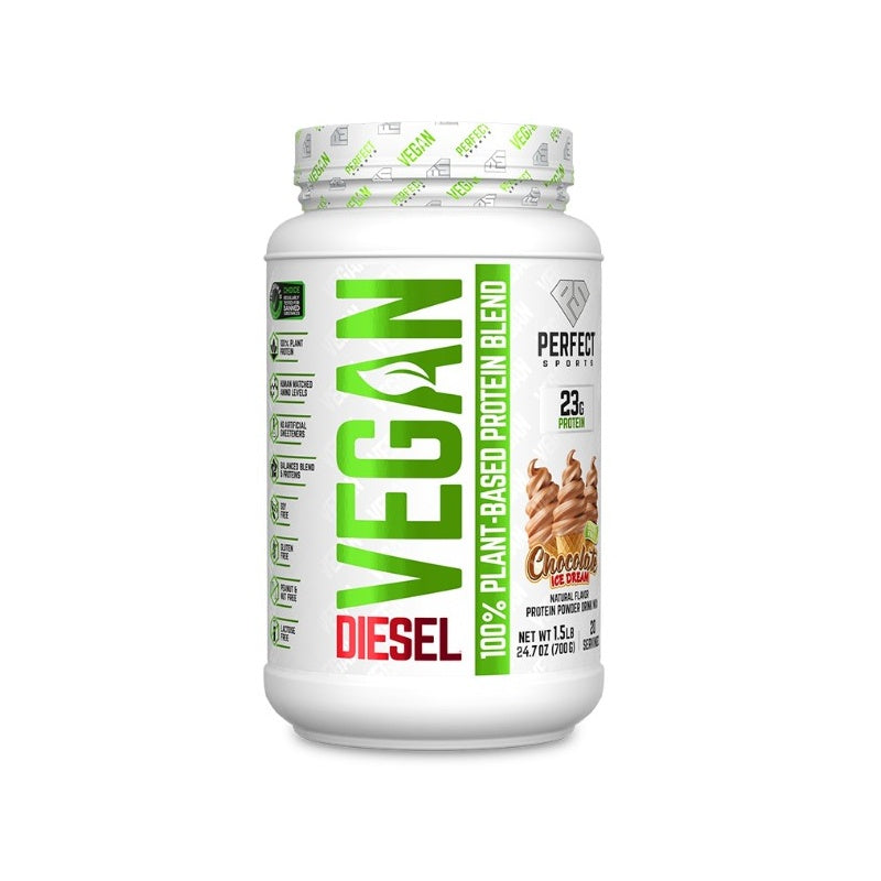 PERFECT Sports DIESEL Vegan 100 % plantebaseret protein 1,5 lb/700 g Chokolade