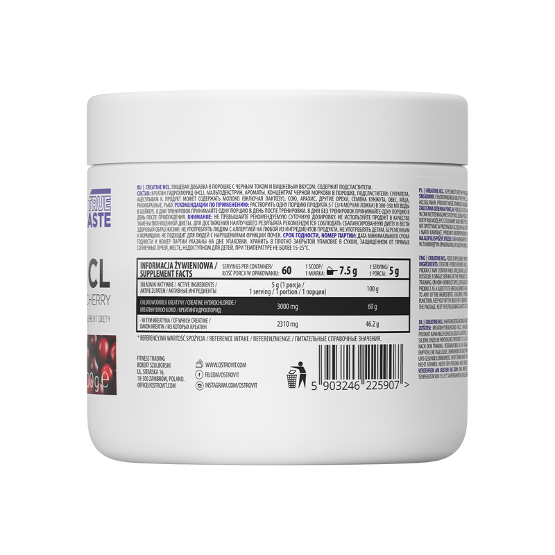 OstroVit Creatine HCL 300g Black Currant & Cherry