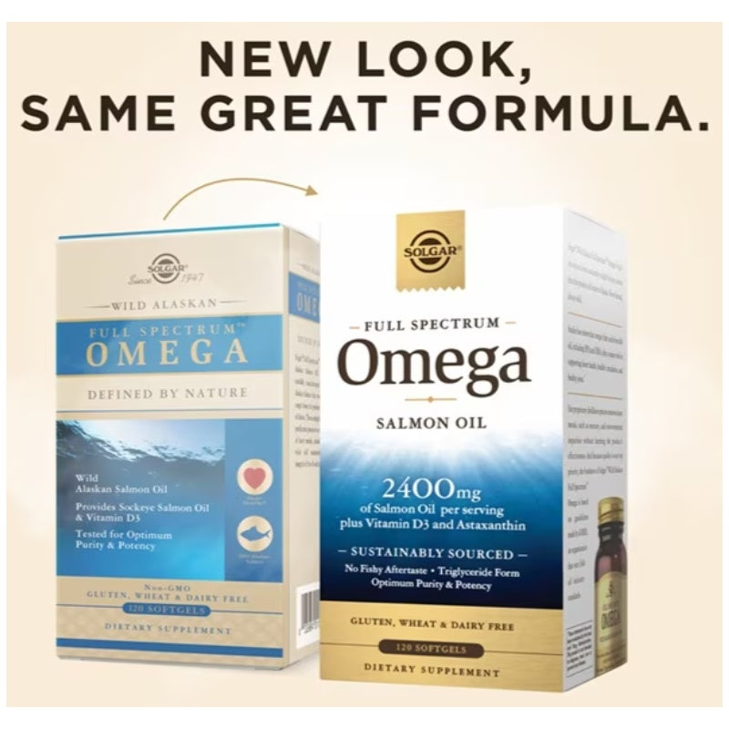 SOLGAR Full Spectrum Omega Salmon Oil 120 Softgels