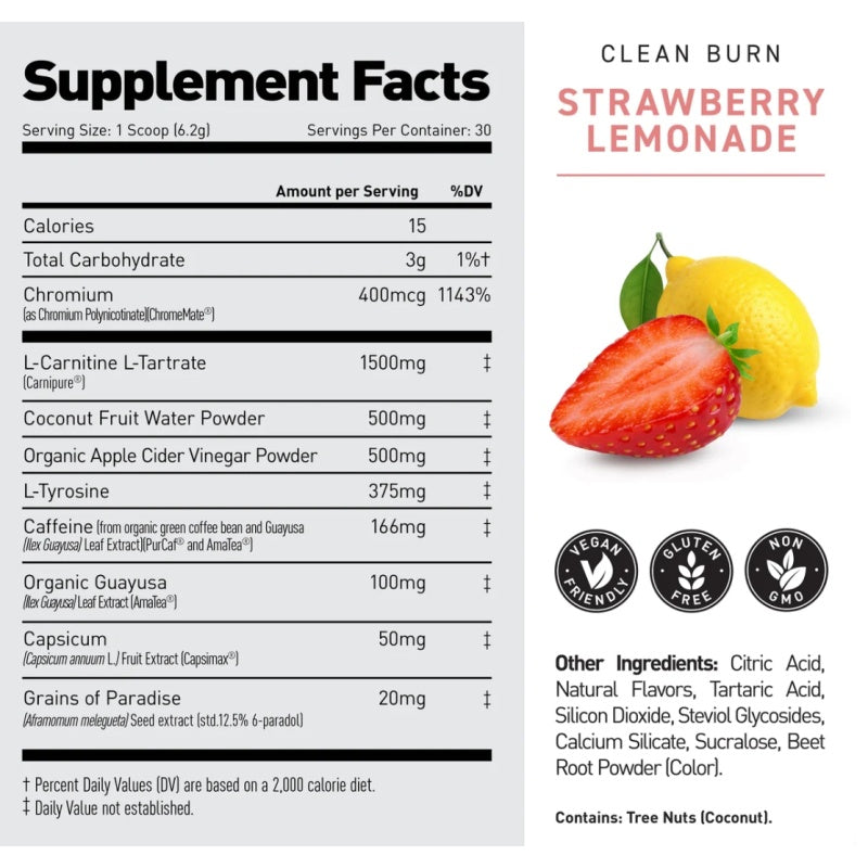 KAGED MUSCLE Clean Burn 186 g Strawberry Lemonade