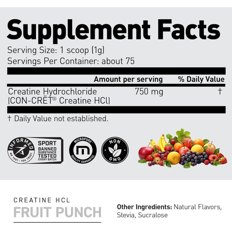 KAGED MUSCLE Creatine HCL pulver 75 serveringer Fruit Punch