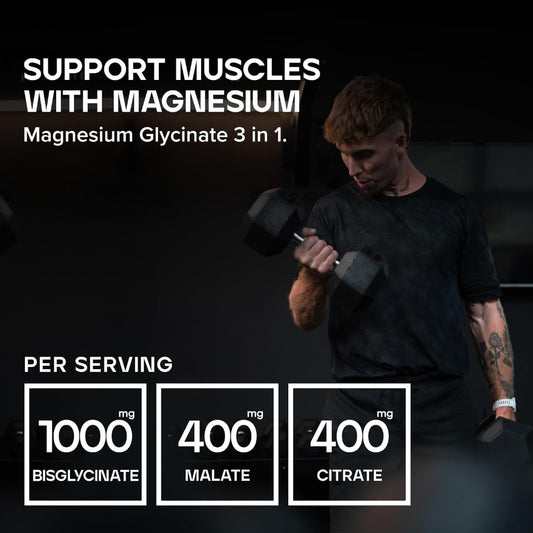 Bulk Magnesium Glycinate 3-i-1 (bisglycinat, malat og citrat) 90 kapsler