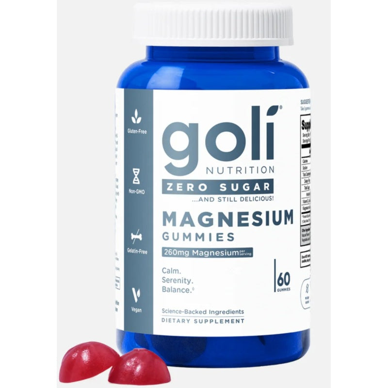 Goli Nutrition Zero Sugar Magnesium Gummies 60 Gummies BB 08/26
