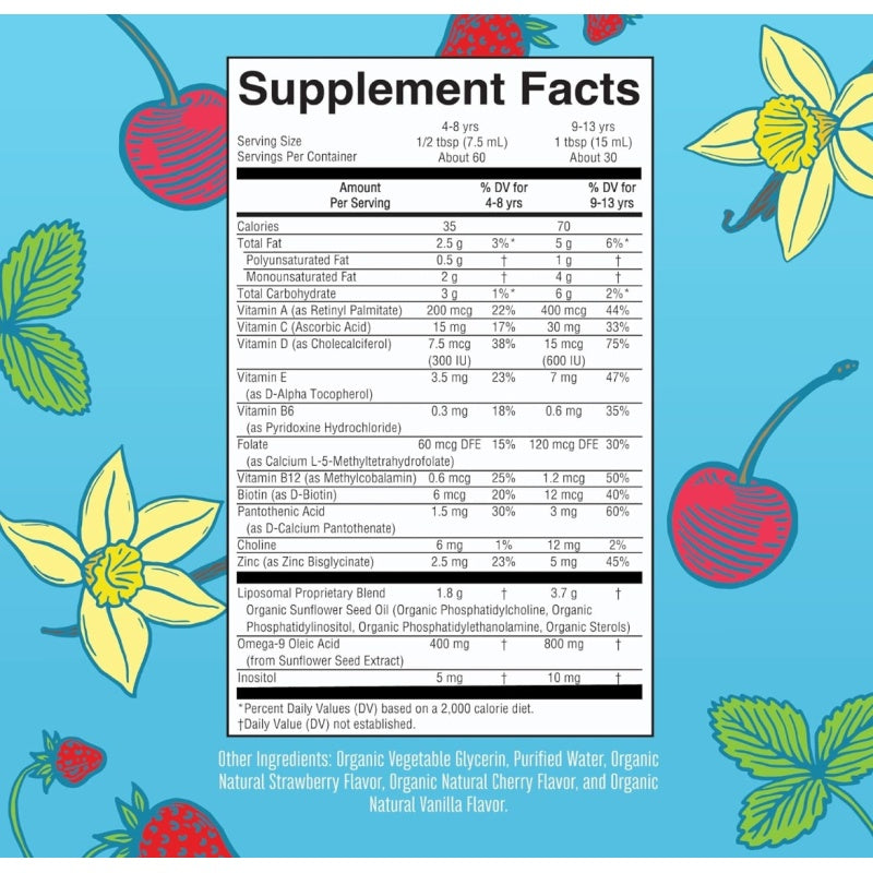 Mary Ruth´s Organic Kids Multivitamin Liposomal (Ages 4-13) 450ml Strawberry Cherry Vanilla