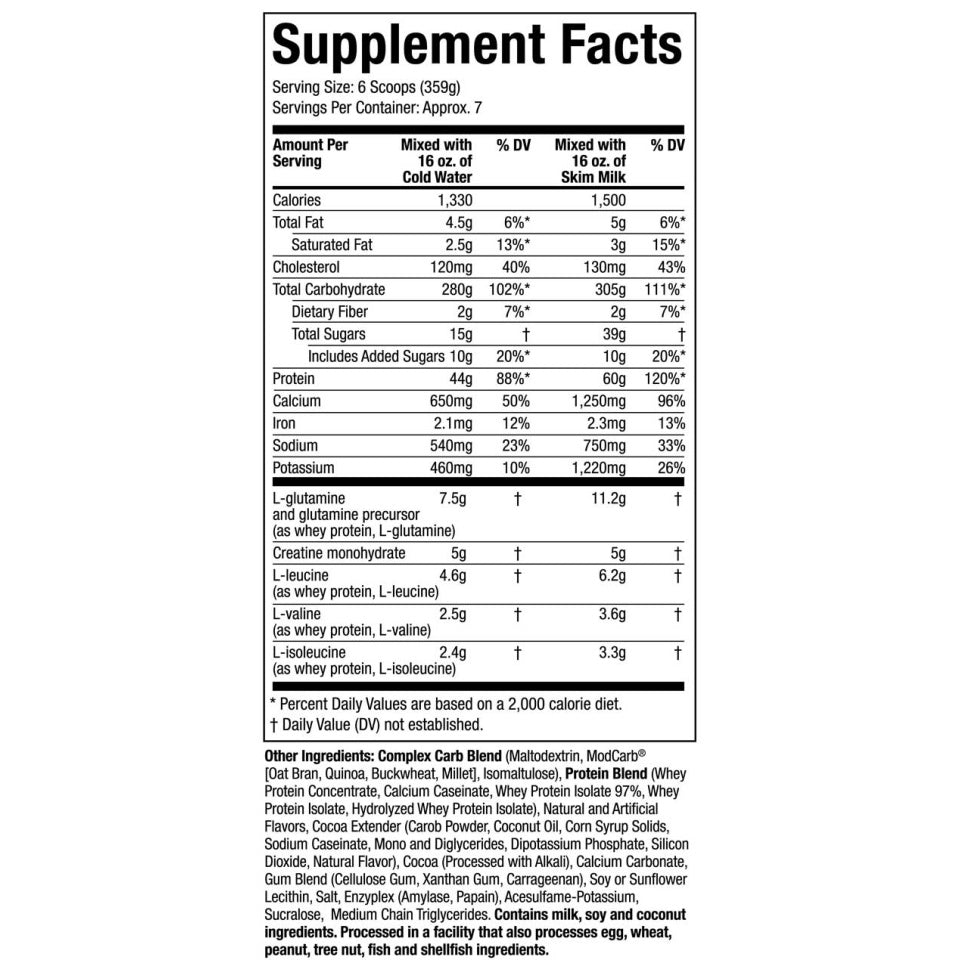 MUSCLETECH 100% Mass Gainer 2330g