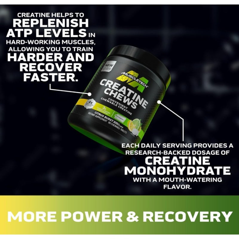 MUSCLETECH Creatine Creapure Chews - 90 kapsler Citrus Burst