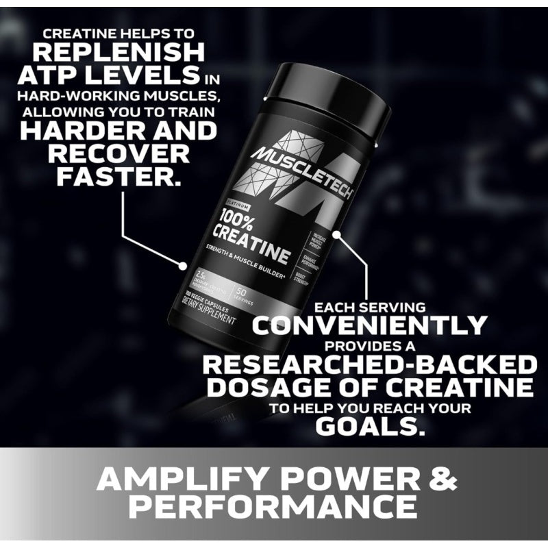 MUSCLETECH Platinum 100% Creatine Monohydrate (Creapure) 100 kapsler