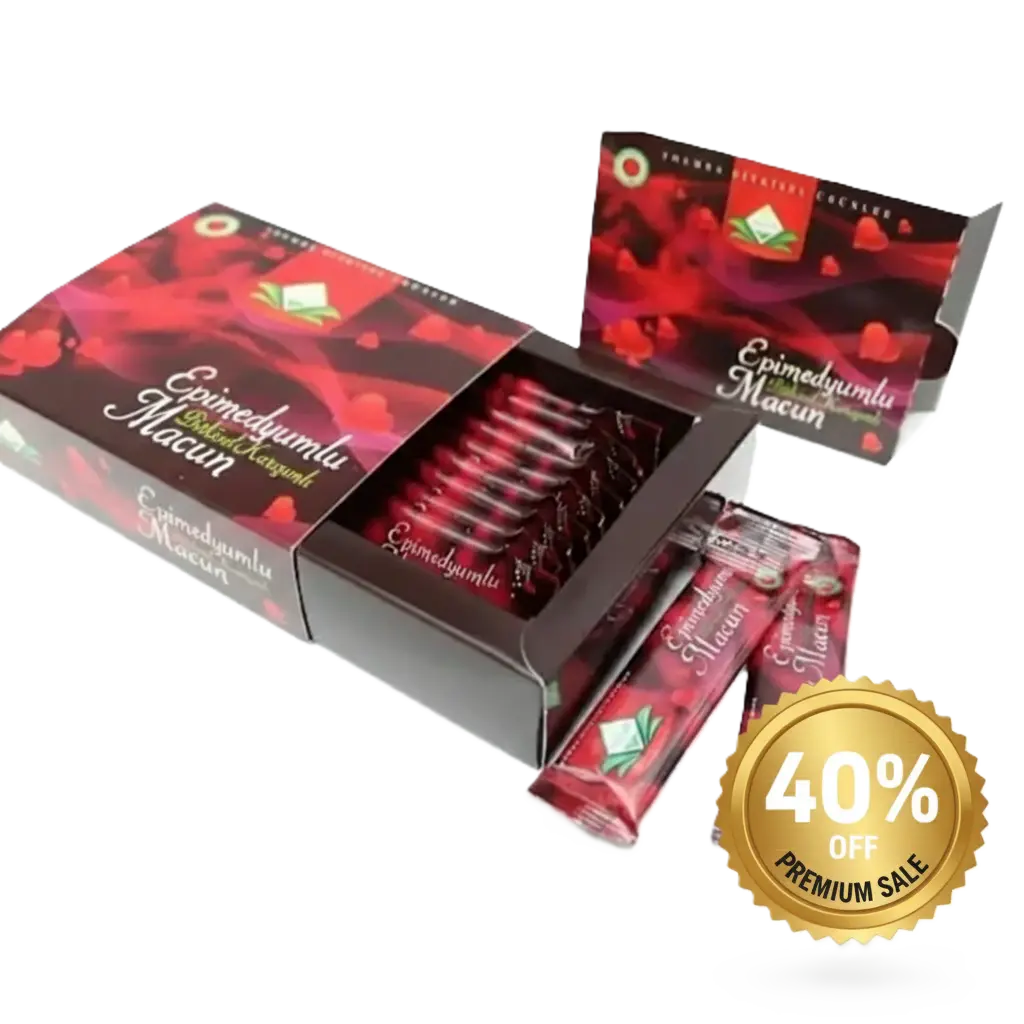 Epimedyumlu Macun honungspåsar i röd förpackning, 40% rabattmärke
