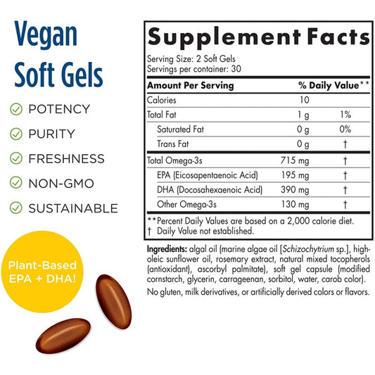 NORDIC NATURALS Algae Omega 3 715mg - 60 veganske softgels