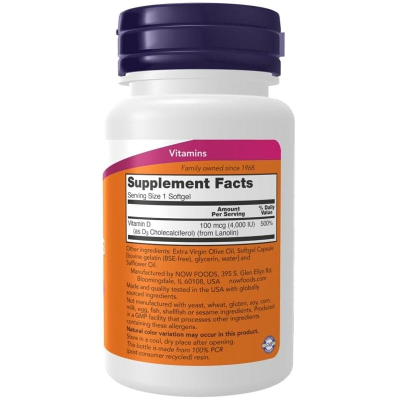 NOW FOODS Vitamin D3 4000iu 120softgels