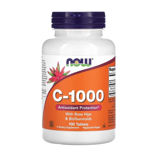 NOW FOODS C-vitamin-1000 med hyben & bioflavonoider - 100 tabletter