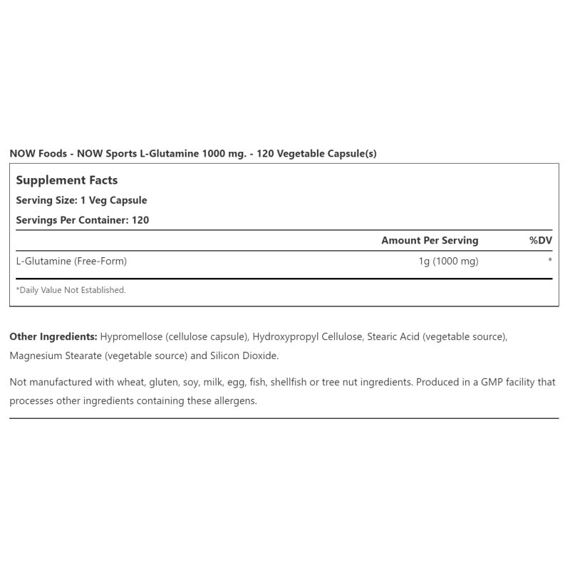 NOW FOODS L-Glutamine 1000mg - 120 vcaps