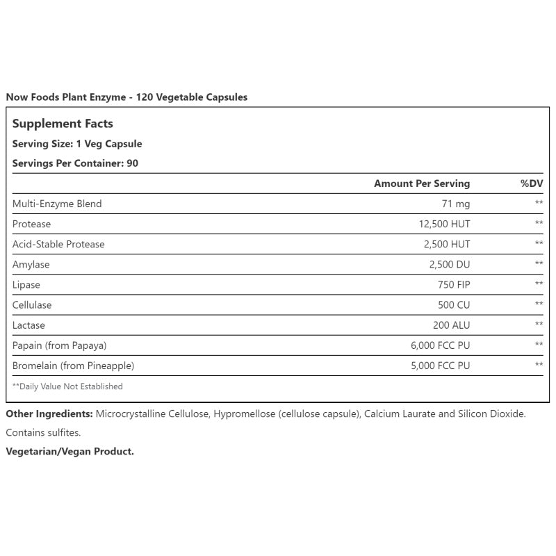 NOW FOODS Plant Enzymes - 120 vcaps
