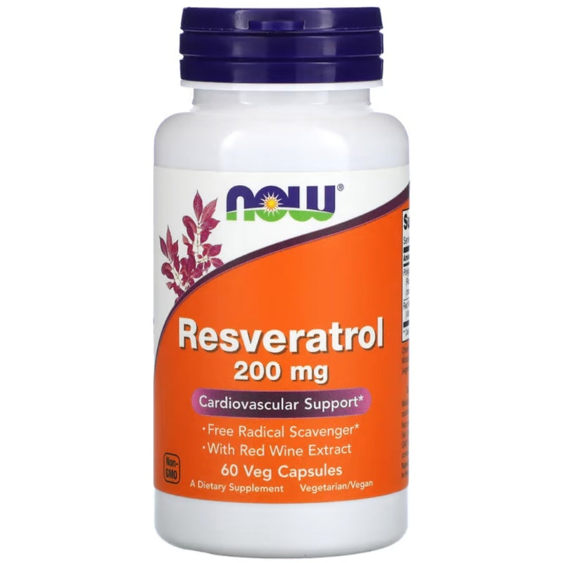 NOW FOODS Natural Resveratrol with Red Wine Extract 200mg - 60 vcaps