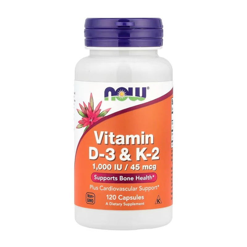 NOW FOODS D3- og K2-vitamin – 120 vcaps