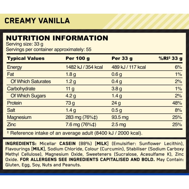 ON 100% Casein Protein 4 lbs (1800g) Strawberry