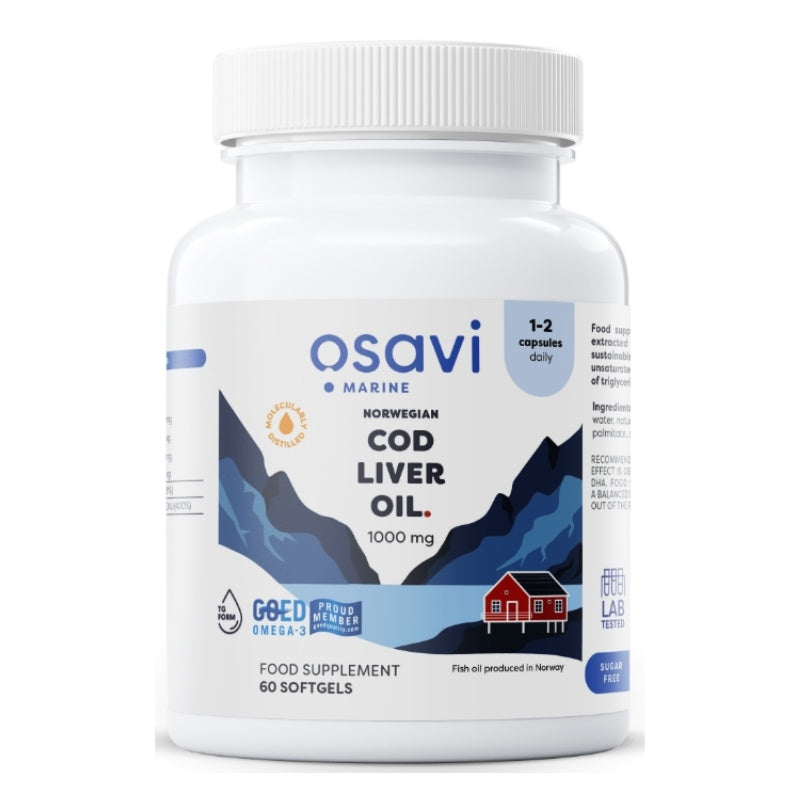 OSAVI Norwegian Cod Liver Oil Softgels 1000mg (Lemon) - 60 softgels