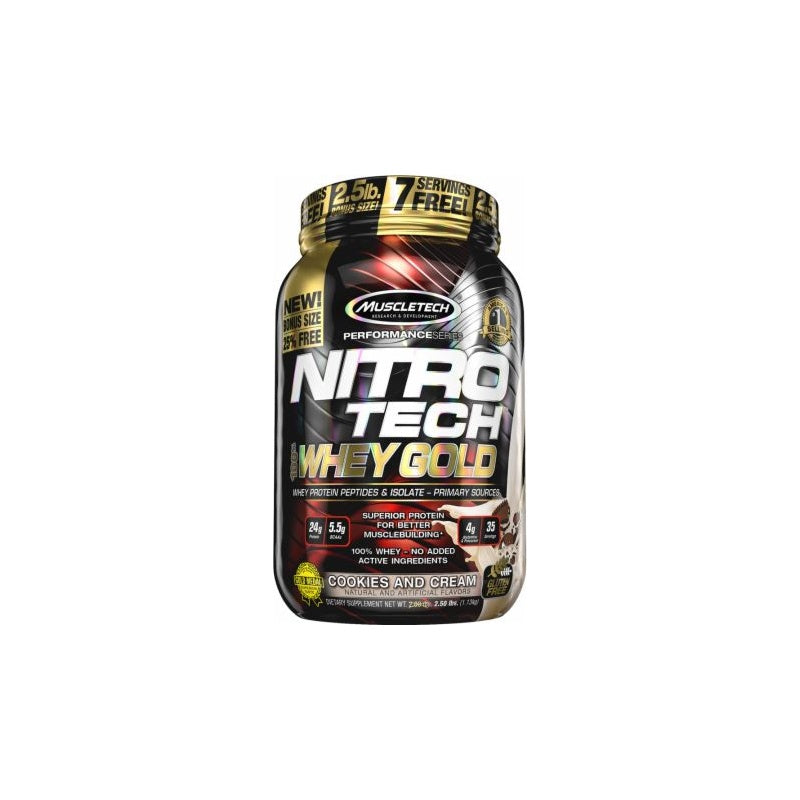 MUSCLETECH Nitro-Tech 100% Whey Gold 2lb (921g) Double Rich Chocolate BB 11/2025