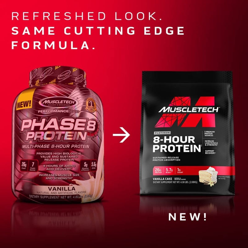MUSCLETECH Platinum 8-Hour Protein 2.09kg/4.6lbs Vanilla Cake