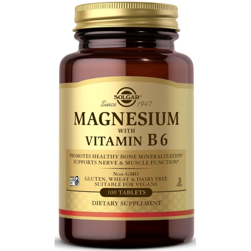 SOLGAR Magnesium med Vitamin B6, 100 tabletter