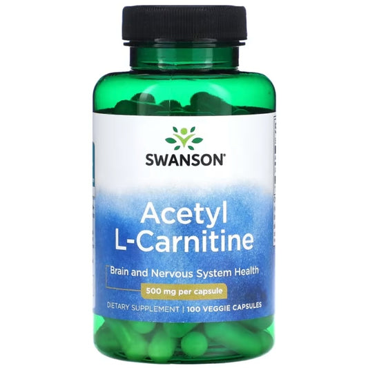 SWANSON Acetyl L-Carnitine, 500 mg - 100 vegetabiliska kapslar