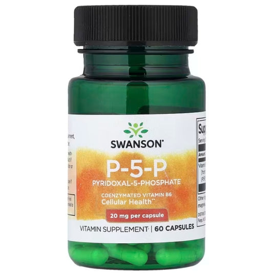 SWANSON P-5-P (Pyridoxal-5-Phosphate) Vitamin B6, 20mg - 60 kapsler
