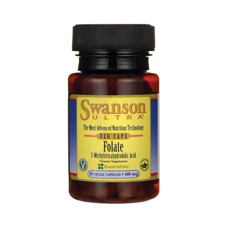 SWANSON Folate (5-Methyltetrahydrofolic Acid), 400mcg - 30 vcaps