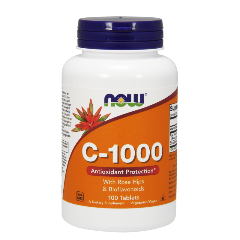 NOW FOODS C-vitamin-1000 med hyben & bioflavonoider - 100 tabletter
