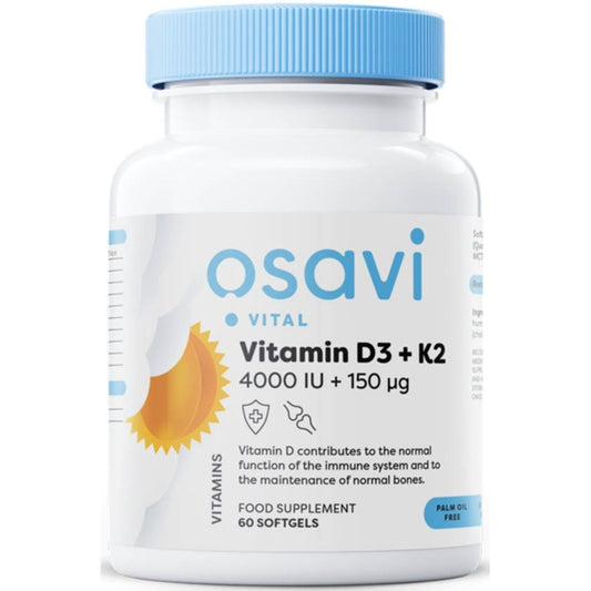 OSAVI D3 + K2-vitamin 4000IE + 150mcg - 60 softgels